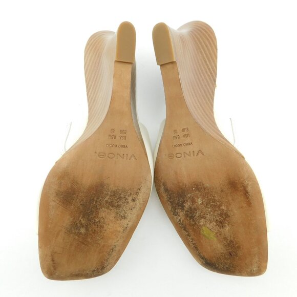 VINCE Ivory Leather Wedge Slide Heel Sandals 8.5US / 39EU - Picture 7 of 8